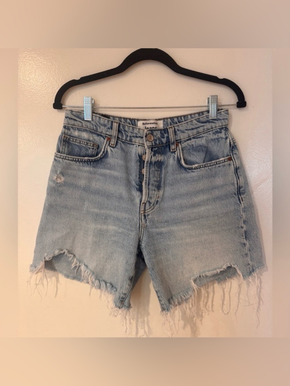Reformation Raye Mid-Rise Relaxed Jean Shorts 6”